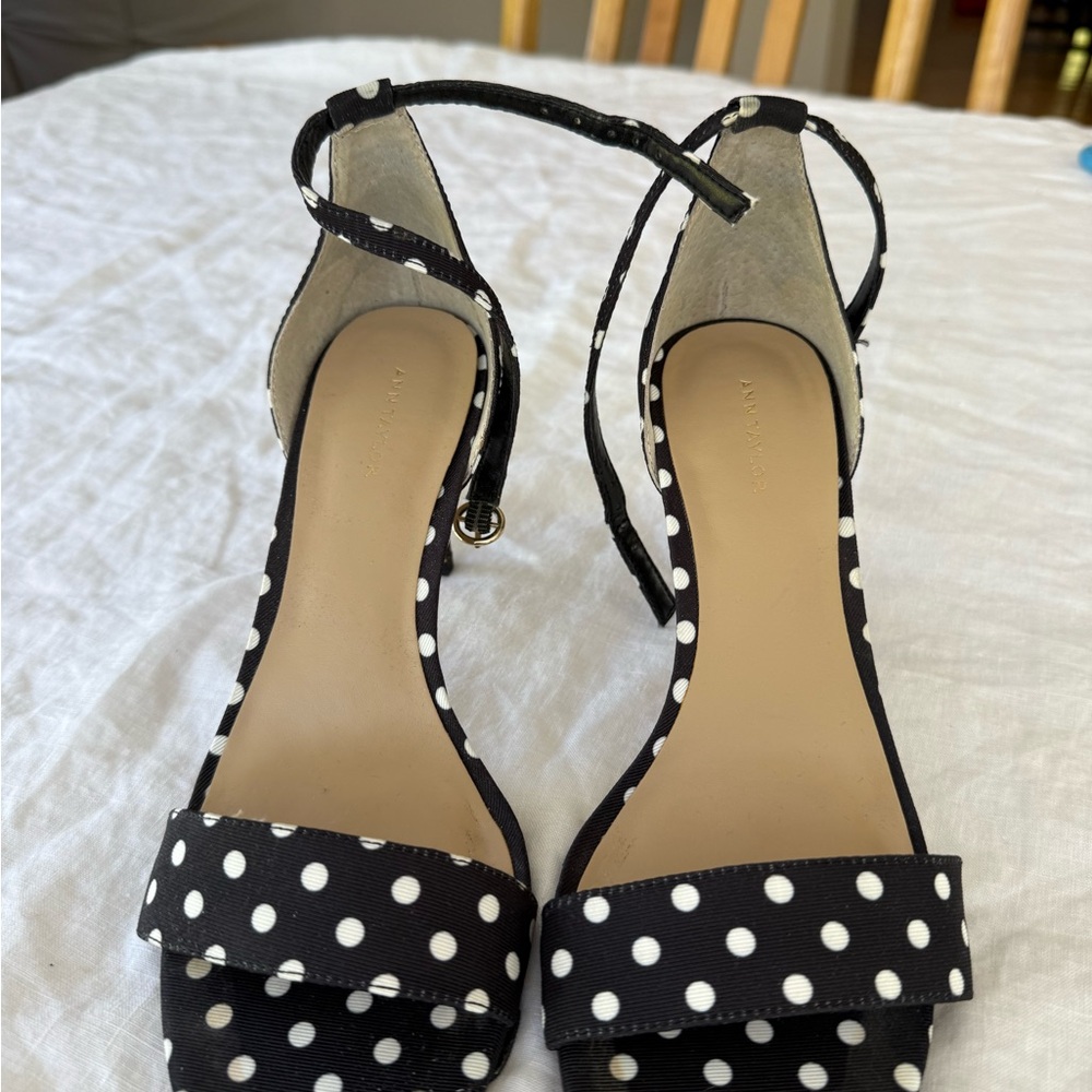 Ann Taylor Black and White Polka Dot Women's Sandals size 8